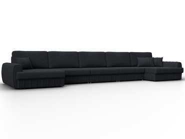 Угловой диван-кровать Лига-057 МегаЛонг темно-серого цвета (замша)