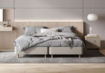 Кровать atami 90х200 бежево-серого цвета