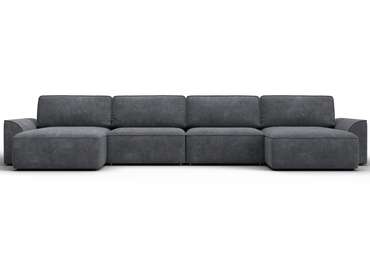 Угловой диван-кровать Лига-048 лонг темно-серого цвета