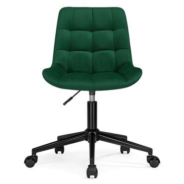 Офисный стул Честер темно-зеленого цвета с черным основанием