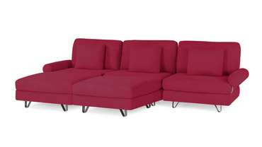 Угловой диван с двумя оттоманками Багамы красного цвета