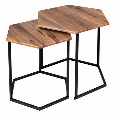 Набор из двух журнальных столиков МеталлАрт М003 коричнево-черного цвета