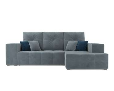 Угловой диван-кровать Монреаль серо-синего цвета правый угол