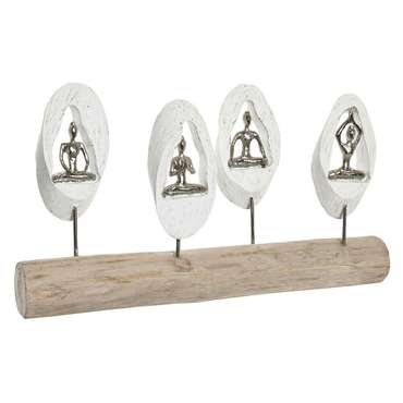 Декоративная фигура 56 x 8 x 31 cm Коричневый Алюминий Белый Древесина манго Yoga