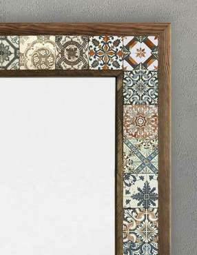 Настенное зеркало с каменной мозаикой 53x73 в раме коричневого цвета