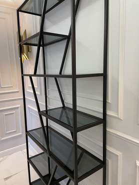 Стеллаж "Demid" черный с бронзовым стеклом (2200х1100х300)