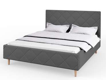 Кровать Афина-1 160х200 серого цвета с подъемным механизмом 
