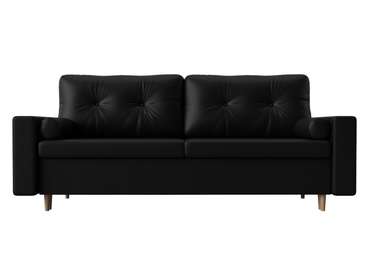 Прямой диван-кровать Белфаст черного цвета (тик-так/экокожа)