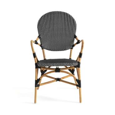 Кресло из стеблей ротанга Bistro черного цвета