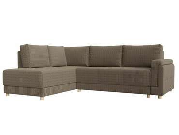 Угловой диван-кровать Лига 024 бежево-коричневого цвета левый угол