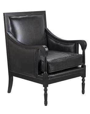 Классическое кресло Colin black leather черного цвета