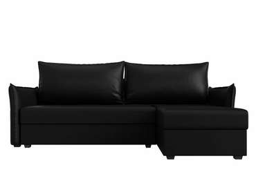 Угловой диван-кровать Лига 004 черного цвета угол правый (экокожа)