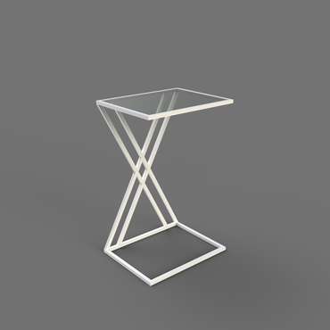 Журнальный столик "Alex" белый с зеркалом (700х350х450)