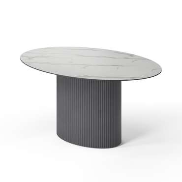 Овальный обеденный стол Эрраи черно-белого цвета