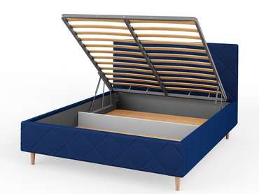 Кровать Афина-1 160х200 синего цвета с подъемным механизмом 
