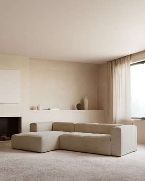Диван Beige Blok с левым шезлонгом бежевого цвета