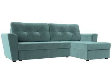 Угловой диван-кровать Амстердам лайт бирюзового цвета правый угол