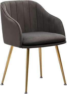 Кресло в обивке из велюра коричнево-серого цвета