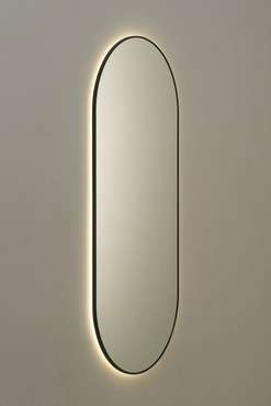 Овальное настенное зеркало Banska с подсветкой в светло-серой раме
