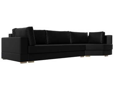 Угловой диван-кровать Лига 026 черного цвета (экокожа) правый угол