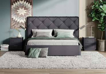 Кровать Manhatten 160х200 темно-серого цвета без основания и подъемного механизма