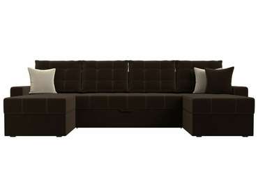Угловой диван-кровать Ливерпуль темно-коричневого цвета
