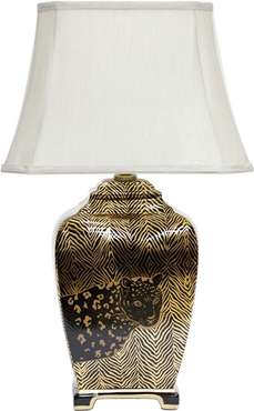 Настольная лампа Леопард с абажуром белого цвета