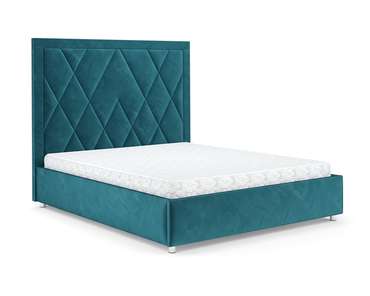 Кровать Треви 160х190 сине-зеленого цвета с подъемным механизмом (вельвет)