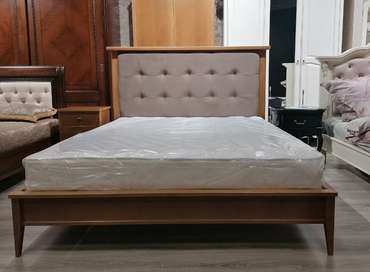 Кровать с мягким изголовьем Парижский шик 140×200 серого цвета