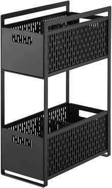 Подставка с корзинами для хранения двухуровневая Tower черного цвета