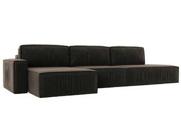 Угловой диван-кровать Прага модерн лонг коричневого цвета левый угол