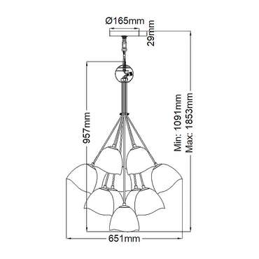 Подвесная люстра QN-NULA-15P (металл, цвет белый)