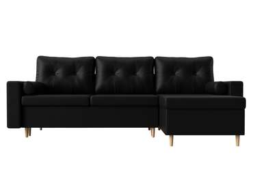 Угловой диван-кровать Белфаст черного цвета (экокожа)  правый угол