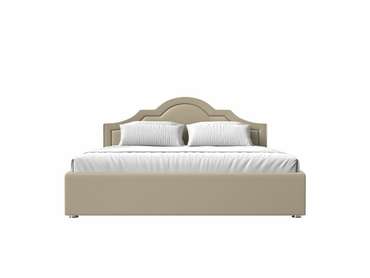 Кровать Афина 200х200 бежевого цвета с подъемным механизмом (экокожа)
