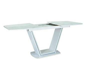 Раздвижной обеденный стол бело-серого цвета
