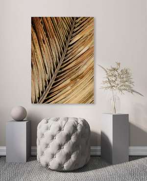 Картина на холсте Золотой лист пальмы 50х70 см