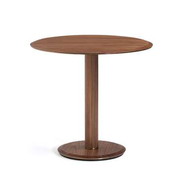 Стол на одной ножке из металла и орехового дерева Bobeno коричневого цвета
