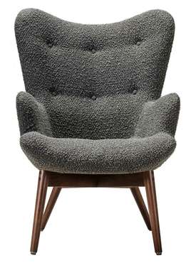 Кресло Хайбэк темно-серого цвета с коричневыми ножками