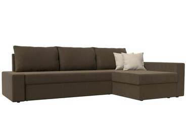 Угловой диван-кровать Версаль коричневого цвета правый угол