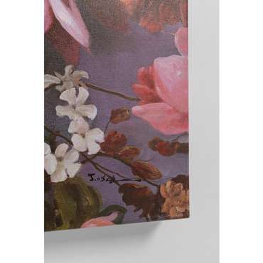 Картина Flowers 90х120 розово-голубого цвета