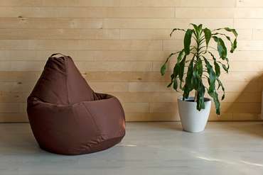 Кресло-мешок Груша 2XL в обивке из ткани фьюжн темно-коричневого цвета 