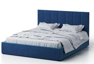 Кровать Венера-3 200х200 синего цвета с подъемным механизмом (велюр)