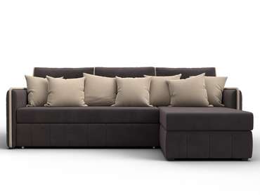 Угловой диван-кровать Лига-078 темно-коричневого цвета правый