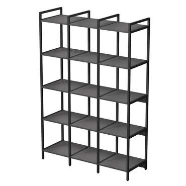 Стеллаж 10ССТ.5.400 средний тройной 5 полок темно-серого цвета