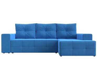 Угловой диван-кровать Перри голубого цвета правый угол