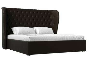 Кровать Далия 200х200 с подъемным механизмом темно-коричневого цвета (экокожа)