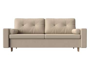 Прямой диван-кровать Белфаст бежевого цвета (тик-так/экокожа)