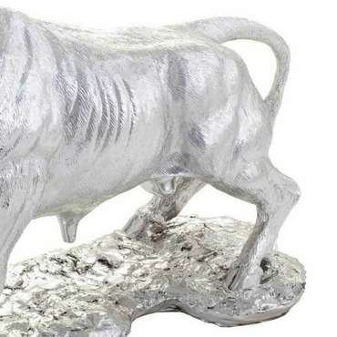 Декоративная фигура Серебряный полистоун Бык 17 x 32 x 43 cm