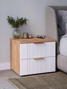 Тумба прикроватная Ингрия Luxe 2 бело-бежевого цвета