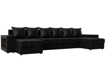Уловой диван-кровать Дубай черного цвета (экокожа)